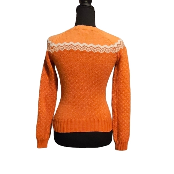 American Eagle Outfitters Orange & White 100% Cotton Knit Sweater Size XS - Picture 3 of 6